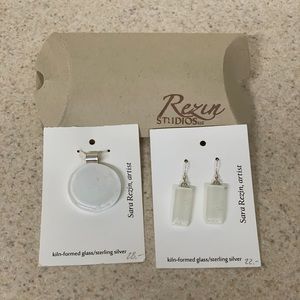 NWT Rezin Studios Kiln-Formed Glass/ Sterling Silver Set